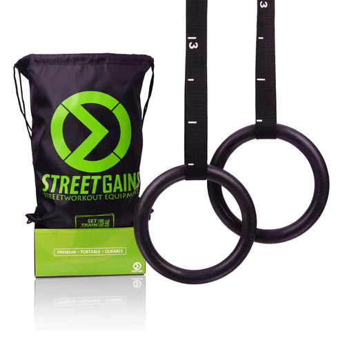 Anneaux de gymnastique ABS – Sangles réglables et sac de transport inclus | StreetGains®
