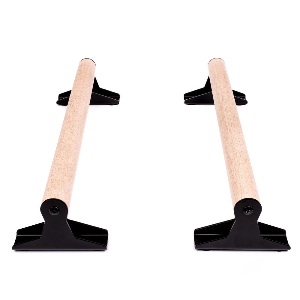Holz-Parallettes mit ergonomischem Holzgriff – niedrig | Pullup & Dip®