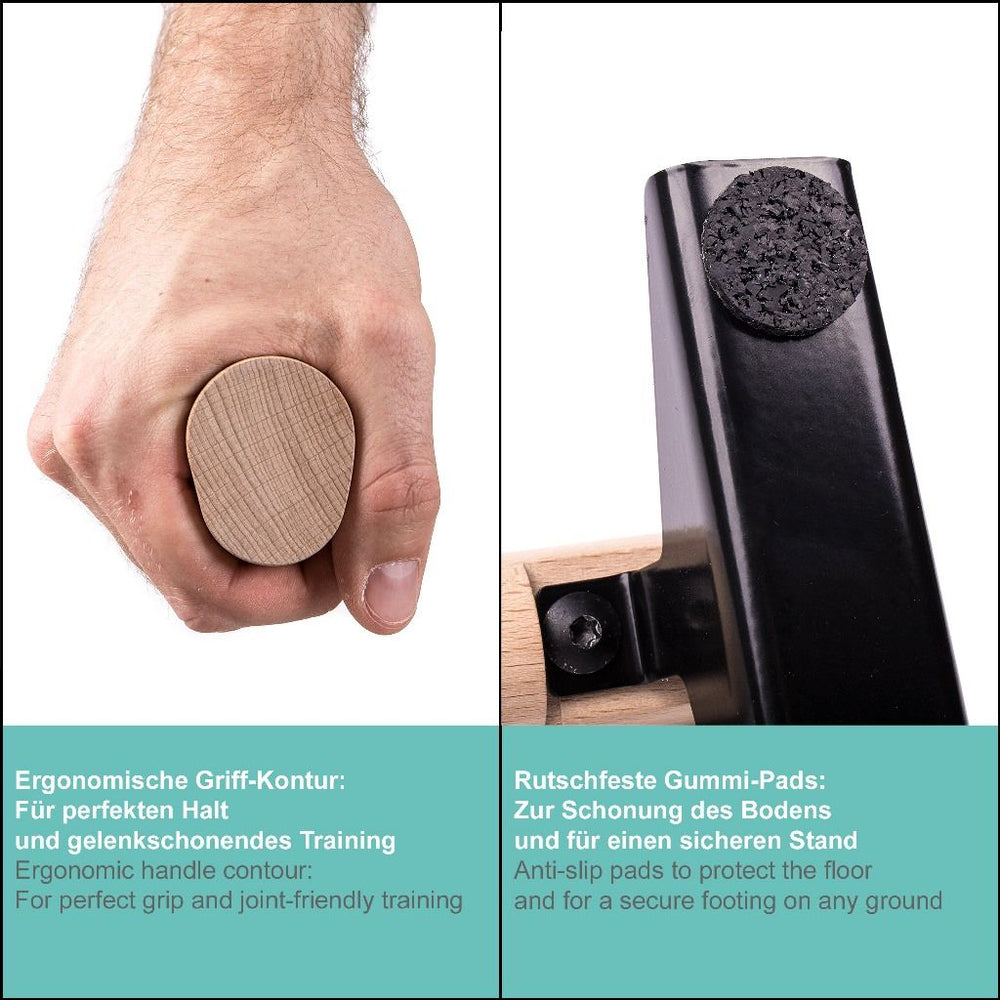 Holz-Parallettes mit ergonomischem Holzgriff – niedrig | Pullup & Dip®